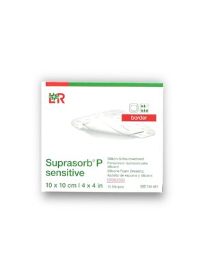 Lohmann & Rauscher Suprasorb P Sensitive Border 5 Katmanlı Silikon Temaslı Yapışkan Kenarlı Köpük Yara Örtüsü 10 x 10 cm - Ref 139061 - 10 Adet (1 Kutu)